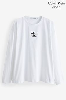 Calvin Klein Jeans Monologo Long Sleeve White T-Shirt (C30836) | 67 €