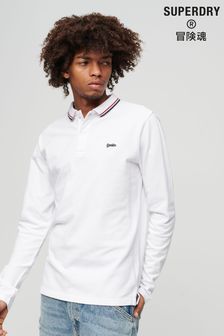 Superdry White Vintage Tipped Long Sleeve Polo Shirt (C30838) | 69 €