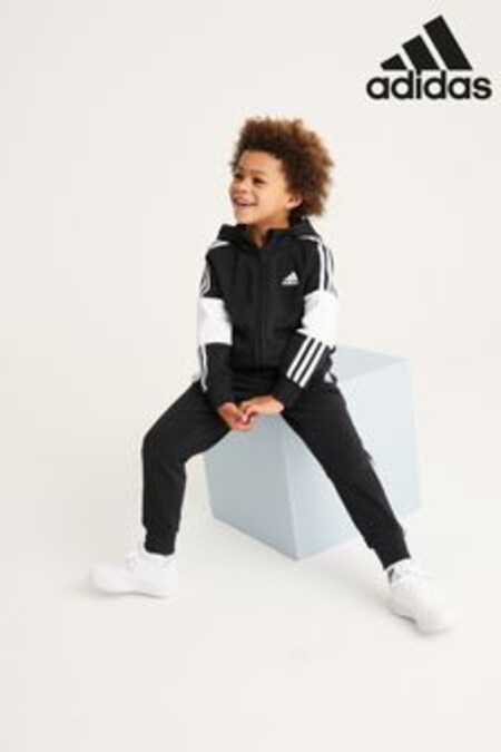 adidas Black Little Kids 3-Stripes Tracksuit (C30864) | $61