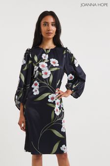 Joanna Hope Blue Floral Printed Balloon Sleeve Shift Dress (C30942) | $109
