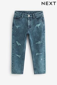 Petrolblau - Mom-Jeans in Distressed-Optik (3-16yrs) (C30990) | 18 € - 23 €