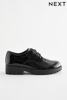 Schwarzes Lackleder - Schnürschuhe aus Leder für die Schule (C31206) | 27 € - 31 €