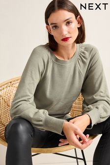 Sage Green Puff Sleeve Jumper (C31270) | AED56