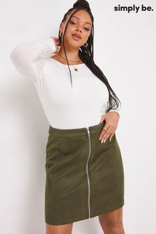 Simply Be Green Suedette Zip Through Mini Skirt (C31354) | €35