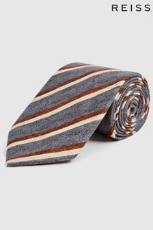 Reiss Airforce Blue Earth Silk Striped Tie (C31402) | AED490