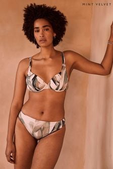 Zelen/bež spodnji del bikinija s srednje visokim pasom za oblikovanje postave Mint Velvet (C31438) | €14