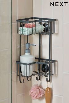 Charcoal Grey Bronx Wire Corner Double Shower Caddy (C31599) | $73