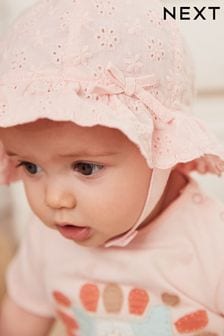 Pink Broderie Baby Hat (0mths-2yrs) (C31601) | €9