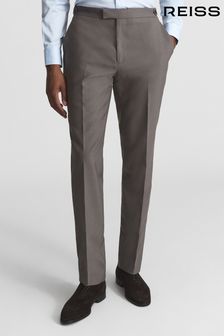 Reiss Dark Sage Fine Slim Fit Wool Trousers (C31619) | $244
