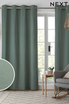 Sage Green Cotton Lined Eyelet Curtains (C31661) | $30 - $133