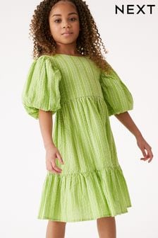Green Sparkle Stripe Open Back Dress (3-16yrs) (C31669) | €15 - €18