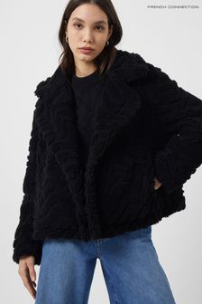 French Connection Bobby Borg Cropped Black Faux Fur Jacket (C31775) | €89