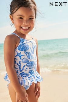 Blue/White Skirted Swimsuit (3mths-7yrs) (C32136) | AED44 - AED51