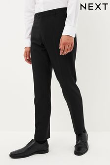 Black Slim Machine Washable Plain Front Smart Trousers (C32177) | CA$42