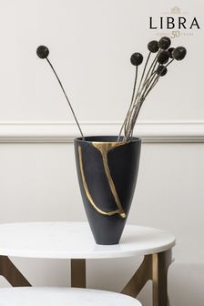 Libra Kleine, nach unten verjüngte Vase mit goldfarbener Ader (C32216) | 137 €