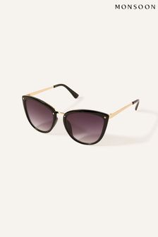 Gafas de sol negras con diseño de ojos de gato y ribete metálico de Monsoon (C32241) | 27 €