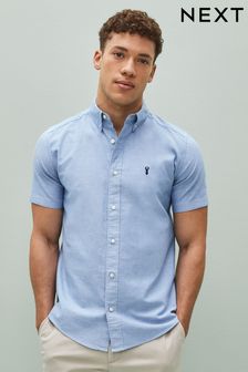 Light Blue Regular Fit Short Sleeve Oxford Shirt (C32279) | OMR10