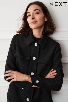 Noir - Chemise-chemise Bouclé boutonnée (C32284) | €43