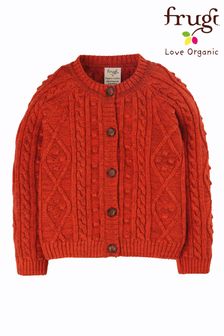 Frugi Organic Cotton Orange Cable Knit Cardigan (C32307) | €43 - €45