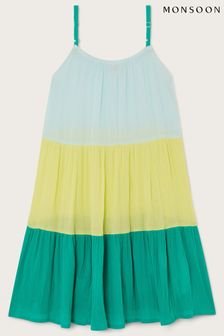 Monsoon - Groene trapezevormige jurk met kleurvlakken (C32603) | €19