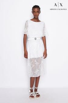 Белое платье миди с логотипом Armani Exchange (C32829) | €113