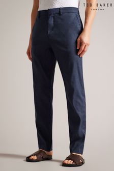 Modra - Ted Baker kimmel lanene hlače Blend polovično elastičnimi hlačnicami (C33071) | €57