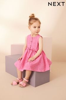 粉色織紋 - 荷葉擺洋裝 (3個月至8歲) (C33080) | NT$580 - NT$710