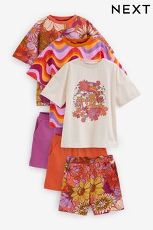 Purple/Orange Retro Floral Short Pyjamas 3 Pack (9mths-16yrs) (C33114) | 40 € - 49 €