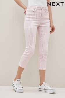 Pink Stripe Cropped Slim Jeans (C33216) | $38