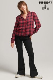 Superdry Vintage Ruffle Trim Long Sleeve Checked Blouse (C33452) | €25