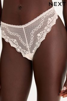 Cream Extra High Leg Microfibre And Lace Knickers (C33479) | €4