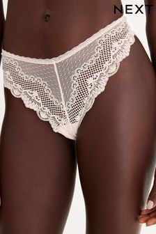 Cream - Slipjes van microvezel en kant (C33479) | €4