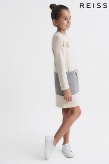 Reiss Pale Pink/Grey Marl Ellia Senior Colourblock Sweater Dress (C33709) | €85