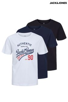 JACK & JONES White 3 Pack Short Sleeve Printed T-Shirts (C33732) | AED139