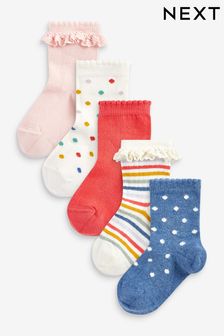 Pink/Blau/Ecru-Creme - Socken mit hohem Baumwollanteil, 5er-Pack (C33772) | 11 € - 13 €
