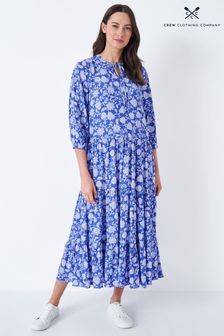 Crew Clothing Company Blue Floral Print Flared Dress (C33931) | OMR46