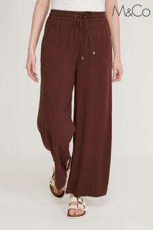 M&Co Brown Linen Wide Leg Trousers (C33970) | R647