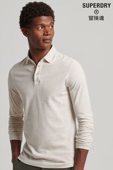 Superdry Cream Long Sleeve Cotton Jersey Polo Shirt (C34006) | 54 €
