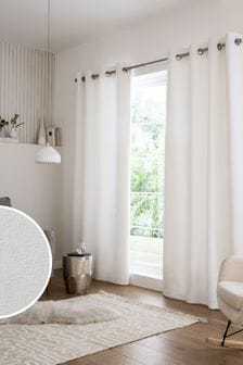 White Heavyweight Chenille Eyelet Blackout/Thermal Curtains (C34051) | TRY 1.521 - TRY 3.585