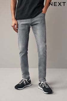 Jasnoszary - Wąski krój - Wygodne jeansy ze stretchem (C34061) | 180 zł