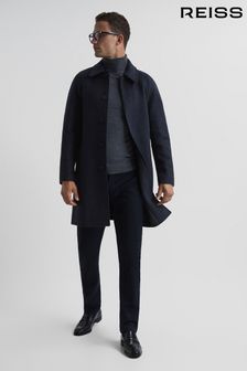 Reiss Navy Cast Brushed Dogtooth Wool Blend Overcoat (C34173) | €560