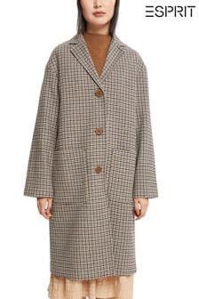 Esprit Cream Houndstooth Wool Mix Coat (C34379) | €95
