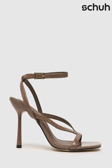 Schuh Sophina Brown Strappy Patent Sandals (C34638) | €21.50
