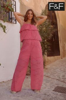 F&F FW Bridge Beckie Co-ord Broderie Hot Pink Trousers (C34679) | €28