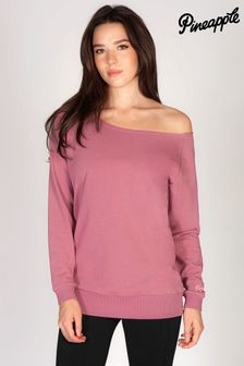 Pineapple Pink Womens Off Shoulder Longline Sweatshirt (C34695) | kr389