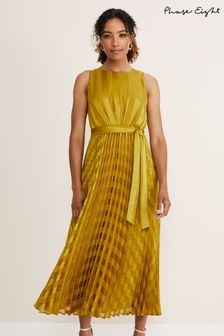 Phase Eight Yellow Beverley Jacquard Striped Midaxi Dress (C34769) | 214 €