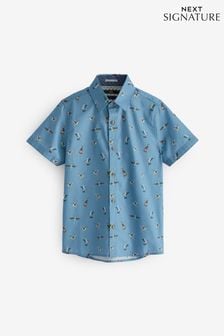 Blue Kingfisher Short Sleeve Printed Signature Shirt (3-16yrs) (C34859) | 16 € - 21 €