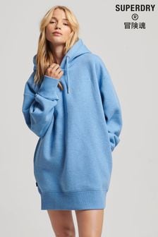 Albastru - Rochie tip pulover cu logo brodat din bumbac organic Superdry (C35338) | 367 LEI