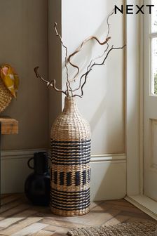 Black/Natural Extra Large Woven Flower Vase (C35609) | 266 zł