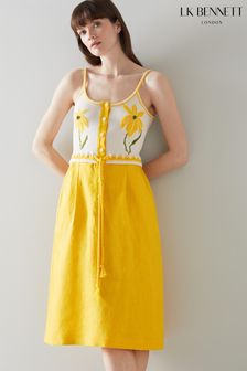 LK Bennett Lucia Yellow Embroidered Cami Dress (C35714) | 442 €